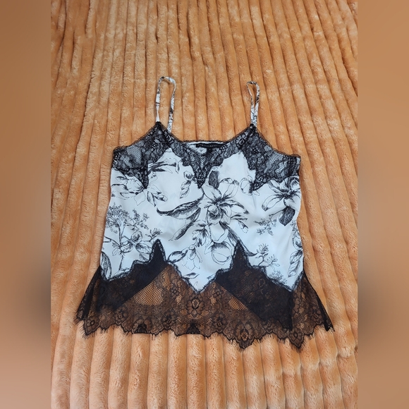 White House Black Market Tops - White House Black Market Floral Lace Trim Cami Top